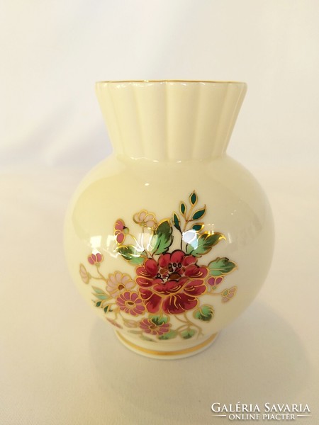 Zsolnay burgundy floral sphere vase. Flawless! (No.: 24/204.)