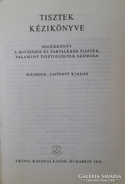 Tisztek kézikönyve 1970