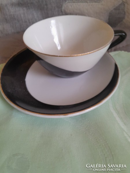 Fekete fehér  Hollóházi kávés csésze