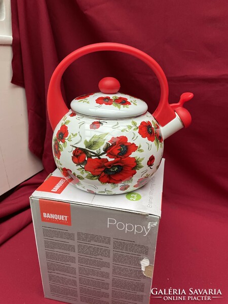 Beautiful 2.2 liter new poppy teapot tea maker village peasant