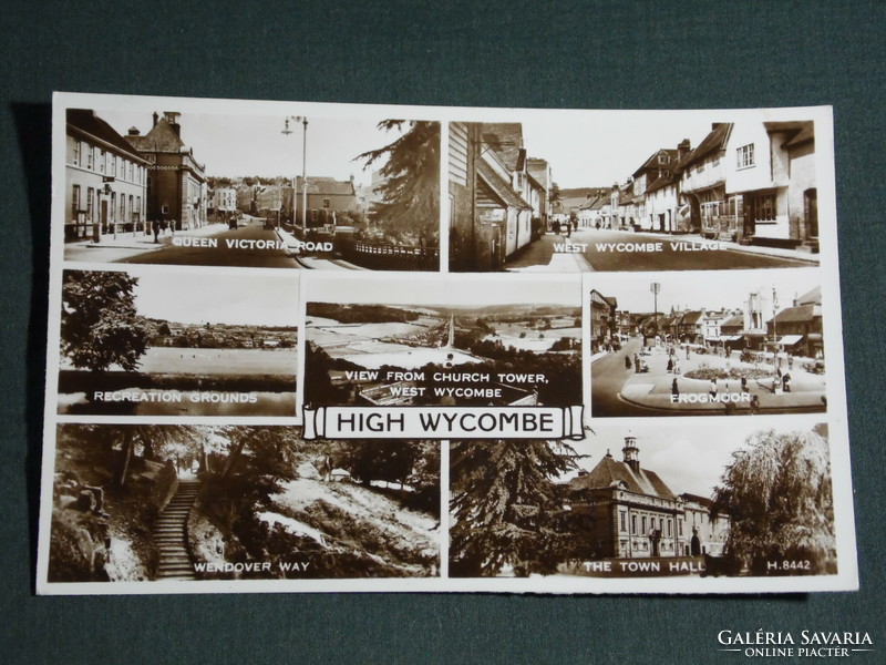 Képeslap, Postcard, Anglia, England,mozaik, High Wycombe,Queen Victoria Road,The Town Hall