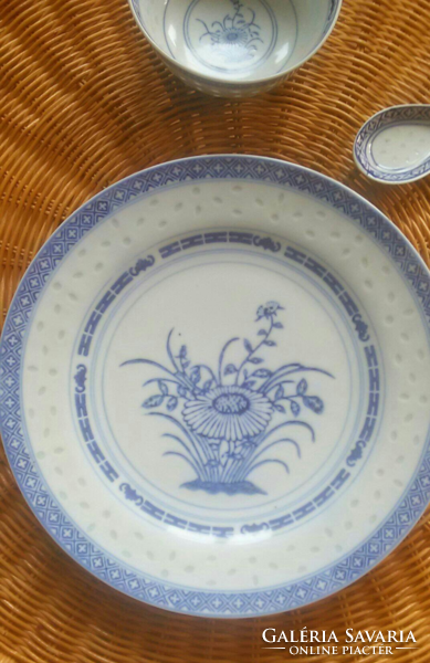 Jingdezhenkínai porcelán rizs szemes rizsmintás kínai porcelán tányér tálka és kanál