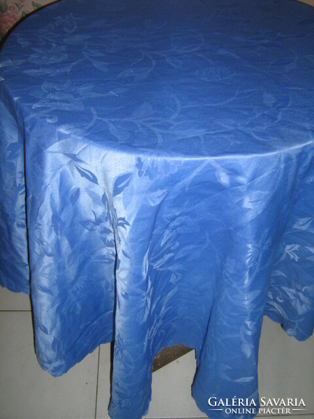 Beautiful gentian flower pattern on round silk tablecloth
