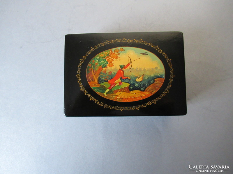 Old Russian lacquer box (mstera), marked