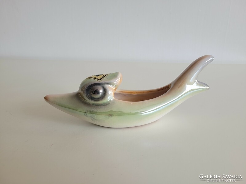 Retro applied art ceramic fish mid century ceramic ornament bowl