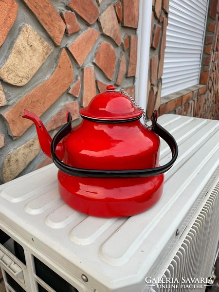 Beautiful 3 liter enamel red teapot teapot village peasant