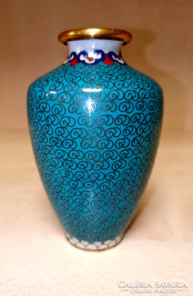 Enameled copper vase
