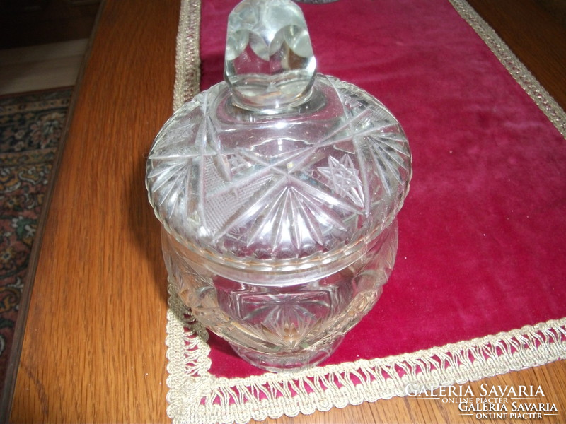 Old large crystal sugar bowl, unused bonbonier top diameter: 9.5 cm, bottom diameter: 7.2 cm, itself