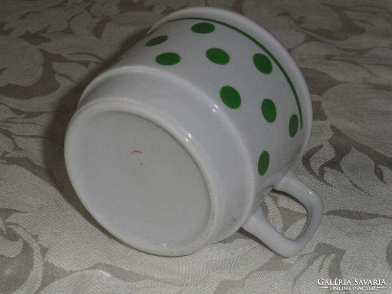 Zsolnay zöld pöttyös porcelán csésze, bögre