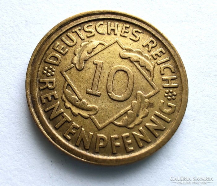Green error! Germany - Weimar Republic, 10 rentenpfennig 1924