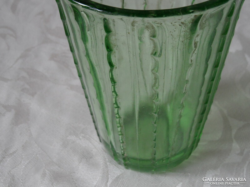 Art deco zöld üveg váza ( 16.5 cm )