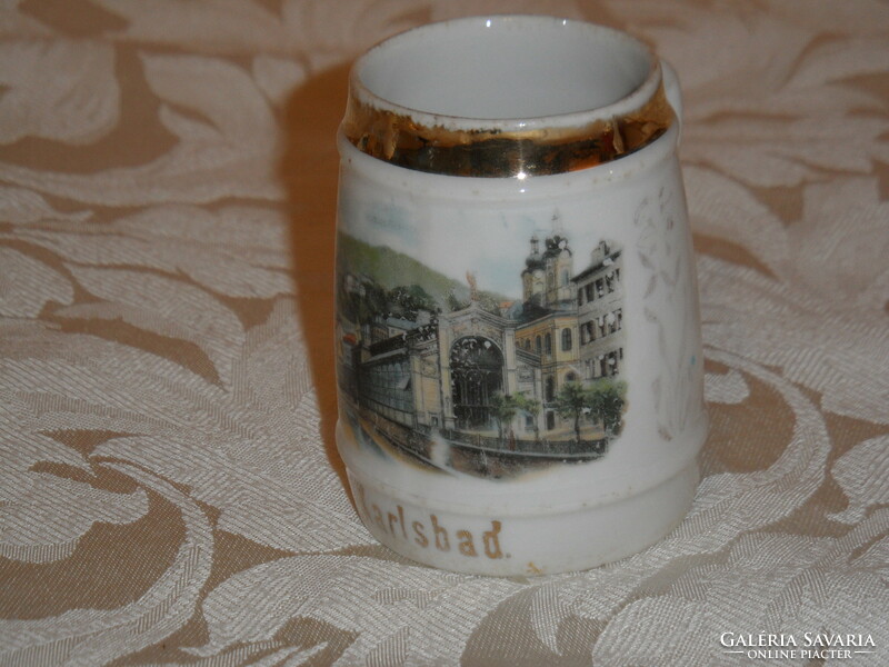 Karlsbad porcelán emlék csésze, bögre, korsó