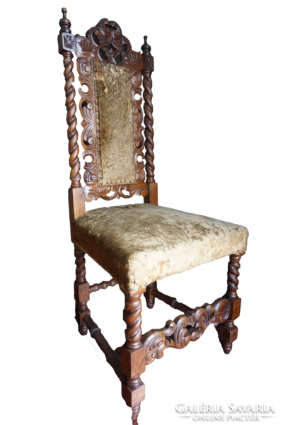 8 db antik faragott tölgyfa szék