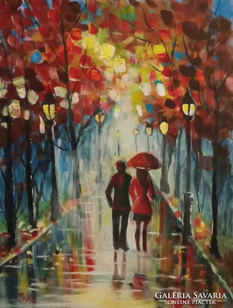 Rainy evening - abstract painting