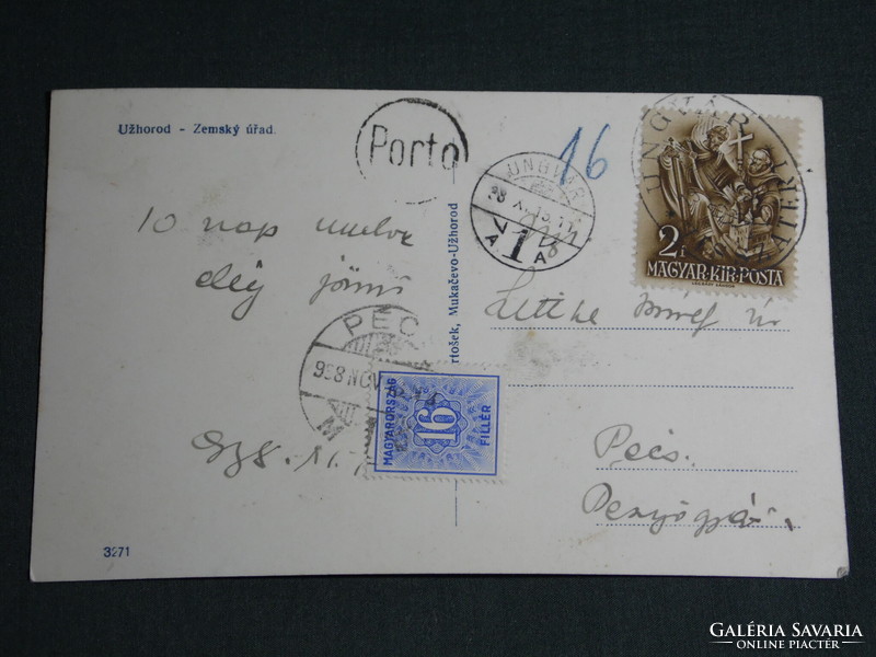 Postcard, Transcarpathia, Ukraine, Hungary, district office, užhorod zemský úřad