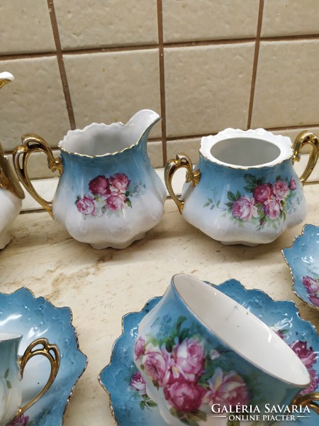 Régi MZ Austria jelzett, számozott, szecessziós porcelán teáskészlet eladó! 5 személyes készlet
