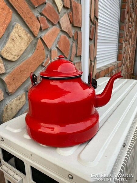 Beautiful 3 liter enamel red teapot teapot village peasant