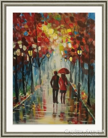 Rainy evening - abstract painting