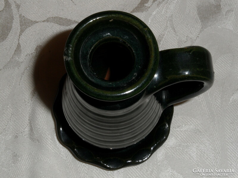 Karcagi cantor green glazed ceramic walking candle holder