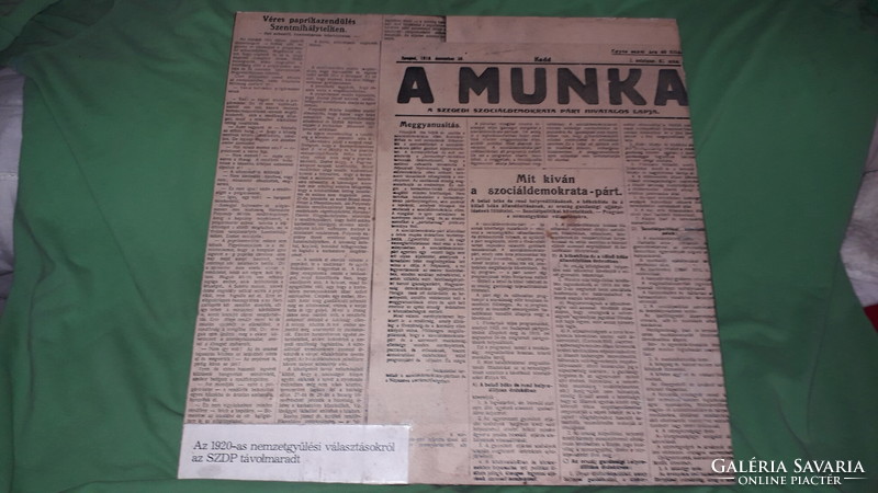 Régi múzeumi tárlat dokumentum fotó KÉP (SZEGED Fekete ház) falapon 40x40cm AZ 1920-AS NEMZETGYŰLÉS