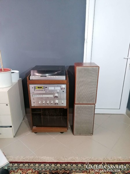 Retro saba record and cassette player with two speakers