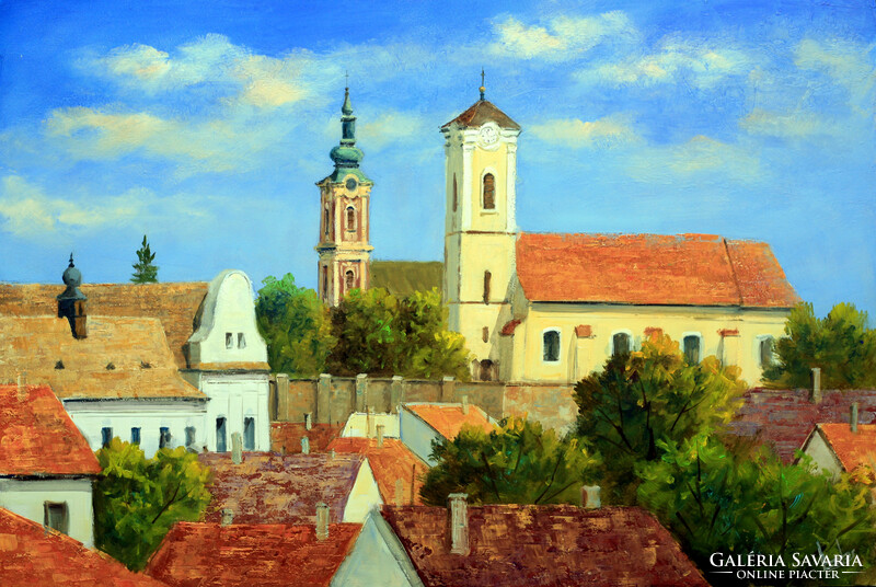 György Lantos: Szentendre towers 40x60 cm