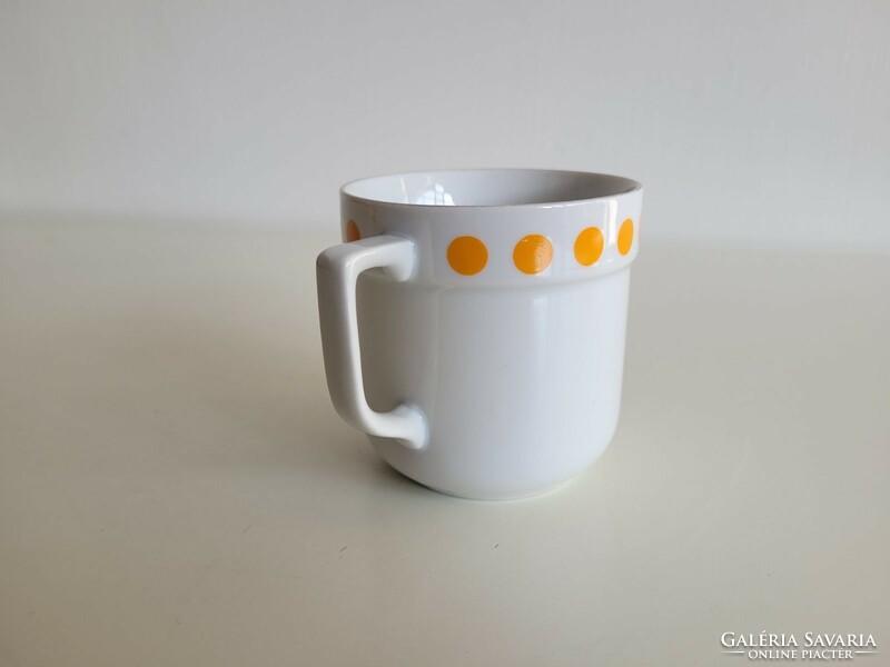 Retro lowland porcelain mug with yellow polka dots old tea cup