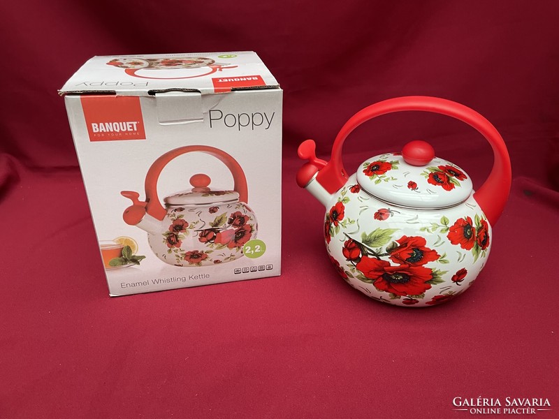 Beautiful 2.2 liter new poppy teapot tea maker village peasant