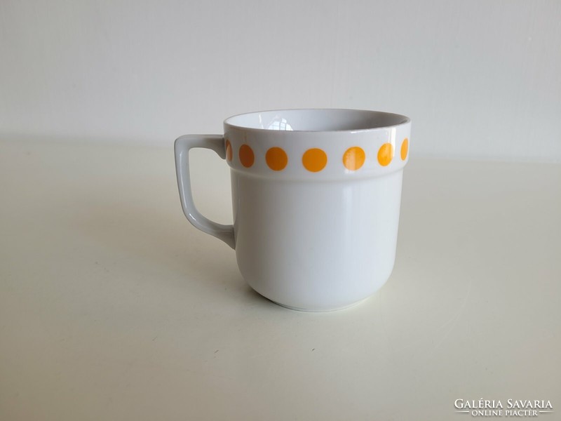 Retro Alföldi porcelán bögre sárga pöttyös régi teás csésze
