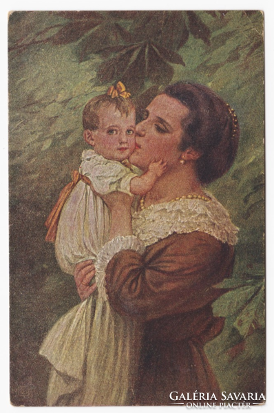 Mother's happiness / r. Borrmeister: mutterglück - painting postcard