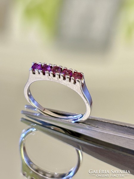 Antique silver ring, embellished with genuine natural ruby stones