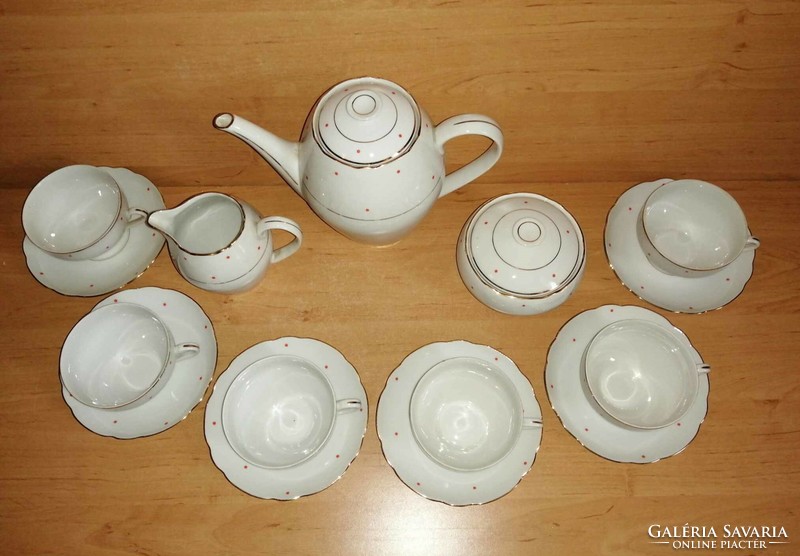 Cseh porcelán pöttyös teás kávés készlet (fp)