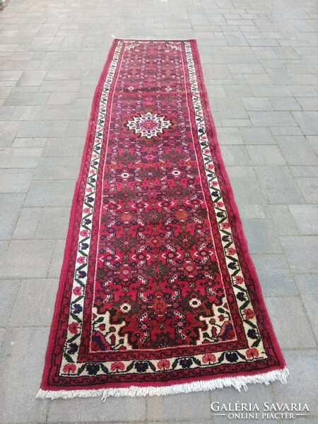 Iranian Hamadan hand-knotted running mat. Negotiable.