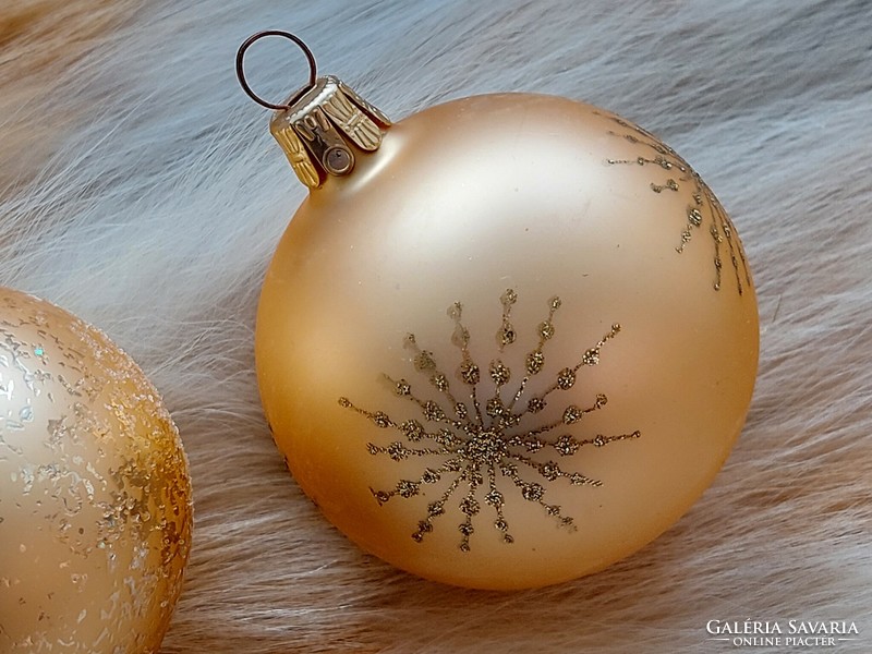 Modern glass Christmas tree decoration sphere matt gold 2 pcs