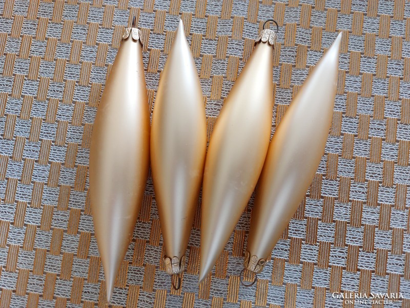 Modern glass Christmas tree decoration icicles matt gold 4 pcs 14 cm