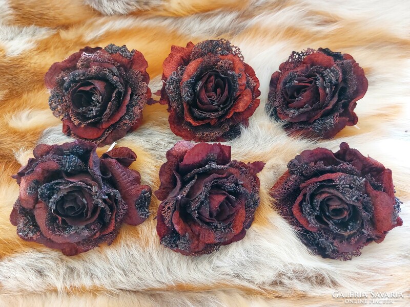 Karácsonyfadísz rózsa csipeszes művirág 6 db