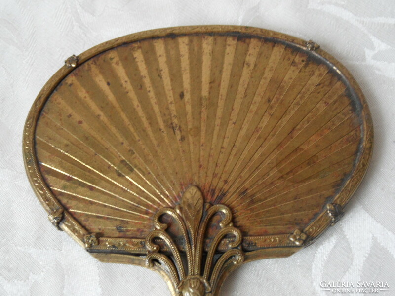 Antique old copper hand mirror