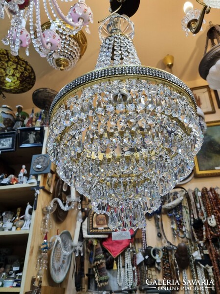 Renovated crystal hanging chandelier