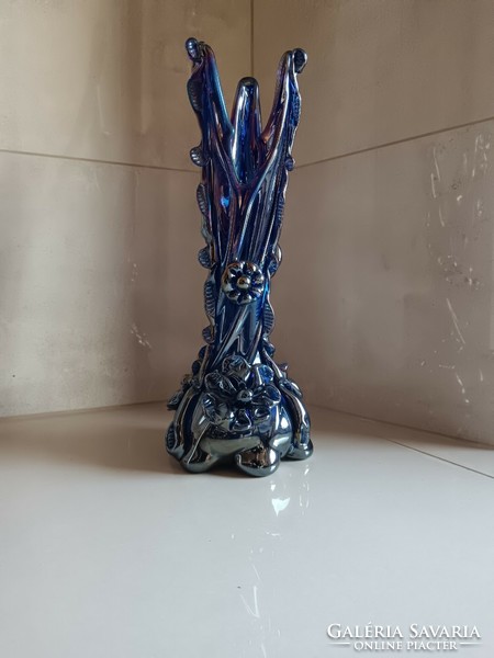 Iridescent huta glass vase