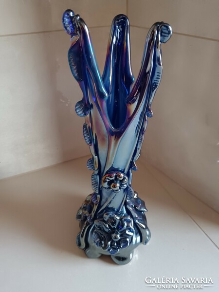 Iridescent huta glass vase