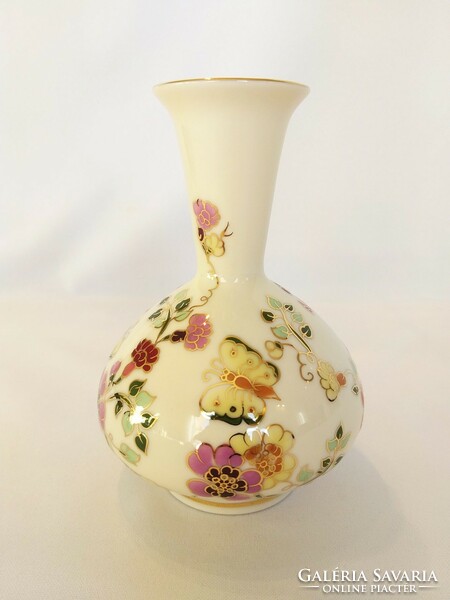 Butterfly vase with a narrow neck by Zsolnay. Flawless! (No.: 24/206.)