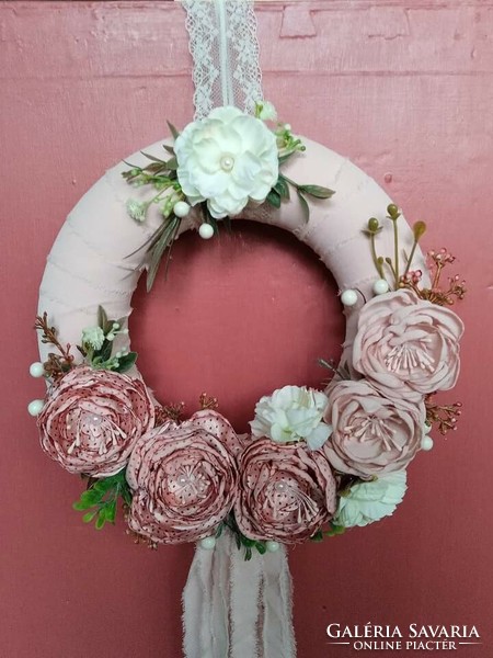A door wreath waiting for spring or a cheerful decoration on a mirror