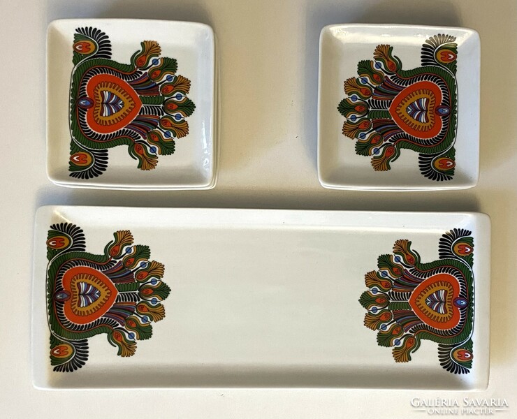 Retro raven house cake set 7-headed dragon flower pattern 6 plates and serving tray