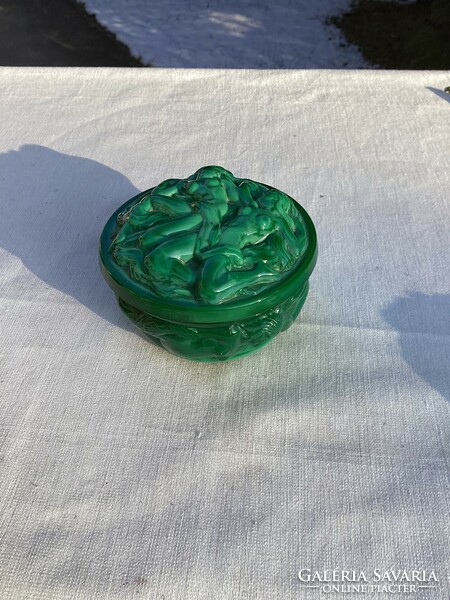 Curt schlevogt malachite glass bombonier 10 cm.