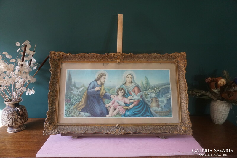 Jézus Máriával és Józseffel poszterkép üvegborítással