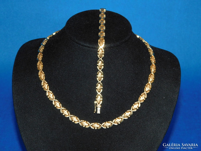 Gold 14k women's necklace + bracelet 34.9 Gr
