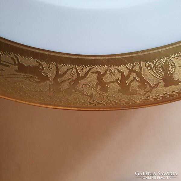 Antik Bavaria Hutschenreuther arany színű peremes porcelán étkészlet