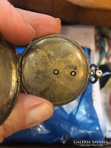 Retro, double-backed, 2-key, silver pocket watch, in working condition.