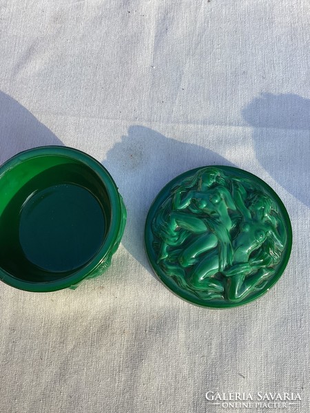 Curt schlevogt malachite glass bombonier 10 cm.