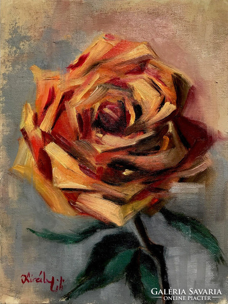 A bunch of roses - oil painting - 24 x 18 cm